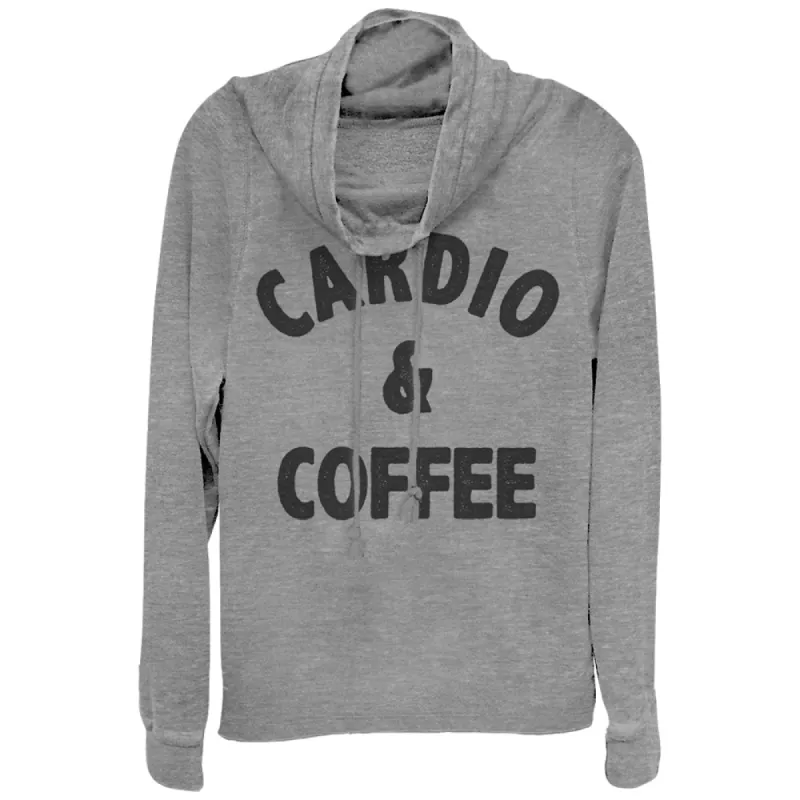 Junior's CHIN UP Cardio Coffee Cowl Neck Sweatshirt sold by Chin Up Apparel