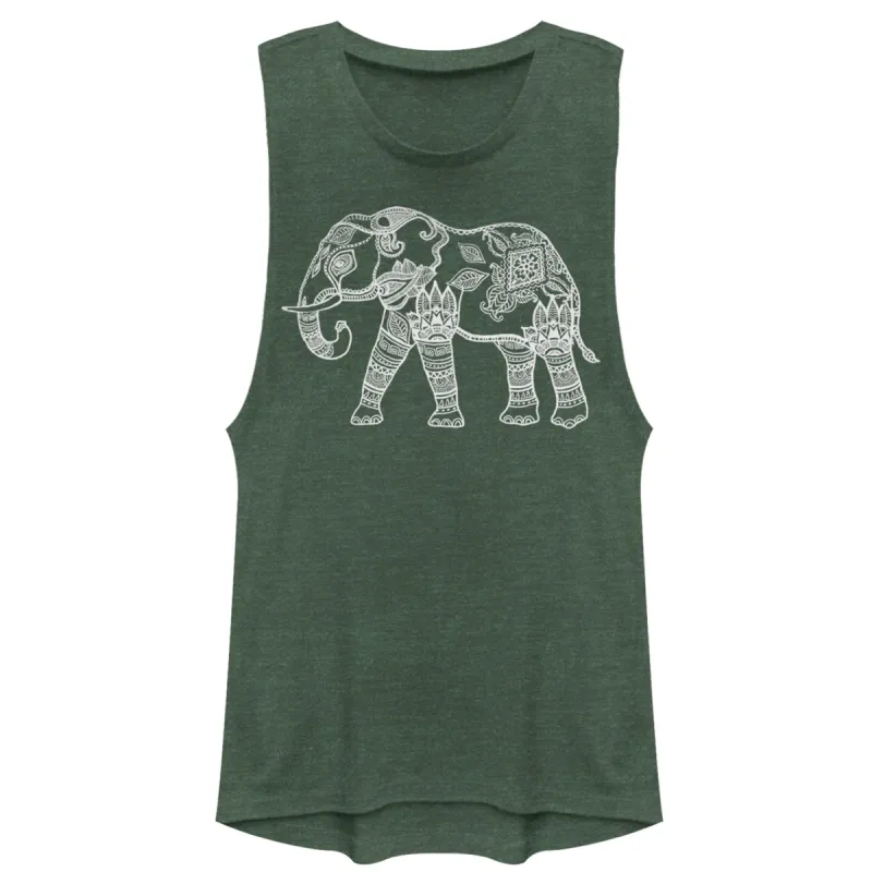 Junior's CHIN UP Zen Elephant Festival Muscle Tee sold by Chin Up Apparel