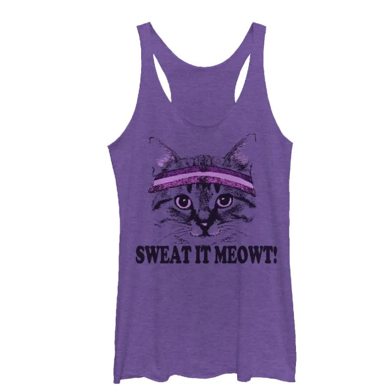 Women's CHIN UP Sweat it Meowt Racerback Tank Top made by Chin Up Apparel