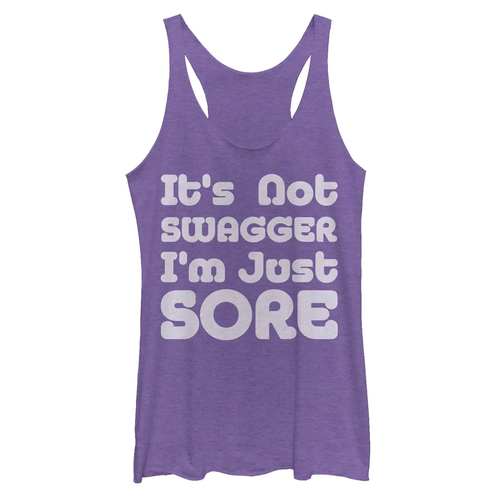 Women's CHIN UP Not Swagger Just Sore Racerback Tank Top sold by Chin Up Apparel