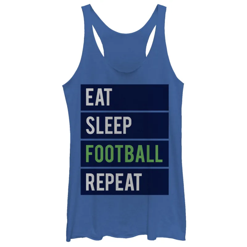 Women's CHIN UP Eat Sleep Football Repeat Racerback Tank Top sold by Chin Up Apparel