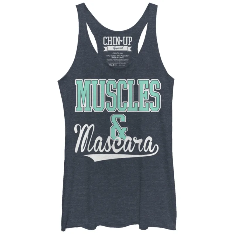 Women's CHIN UP Sporty Muscles and Mascara Racerback Tank Top sold by Chin Up Apparel