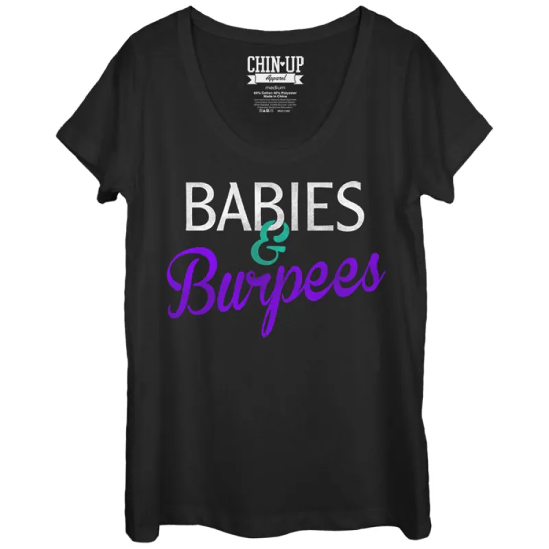 Women's CHIN UP Babies and Burpees Scoop Neck sold by Chin Up Apparel