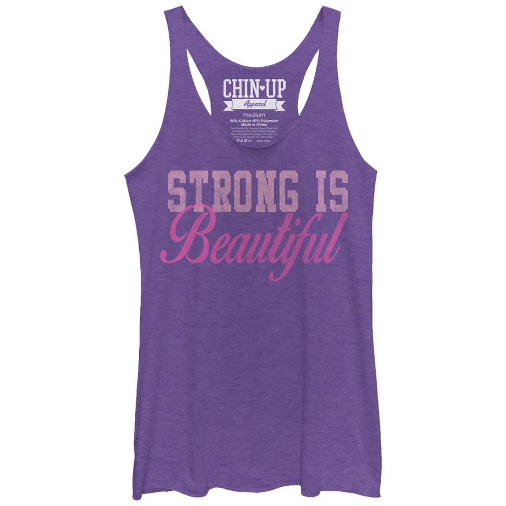 Women's CHIN UP Strong is Beautiful Racerback Tank Top sold by Chin Up Apparel