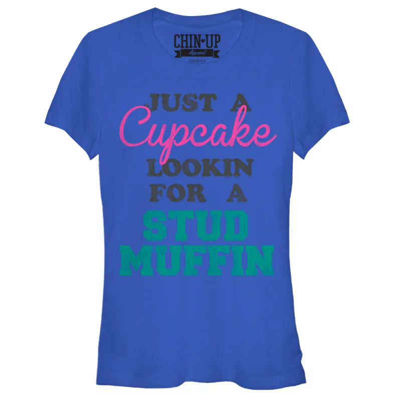 Junior's CHIN UP Cupcake Looking for a Stud Muffin T-Shirt sold by Chin Up Apparel