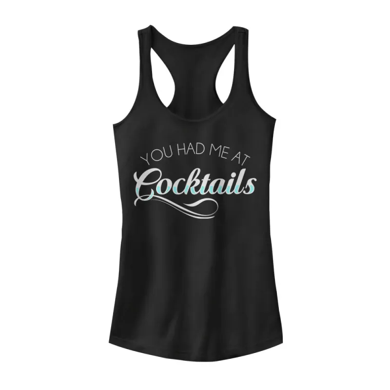 Junior's CHIN UP Had Me at Cocktails Racerback Tank Top sold by Chin Up Apparel