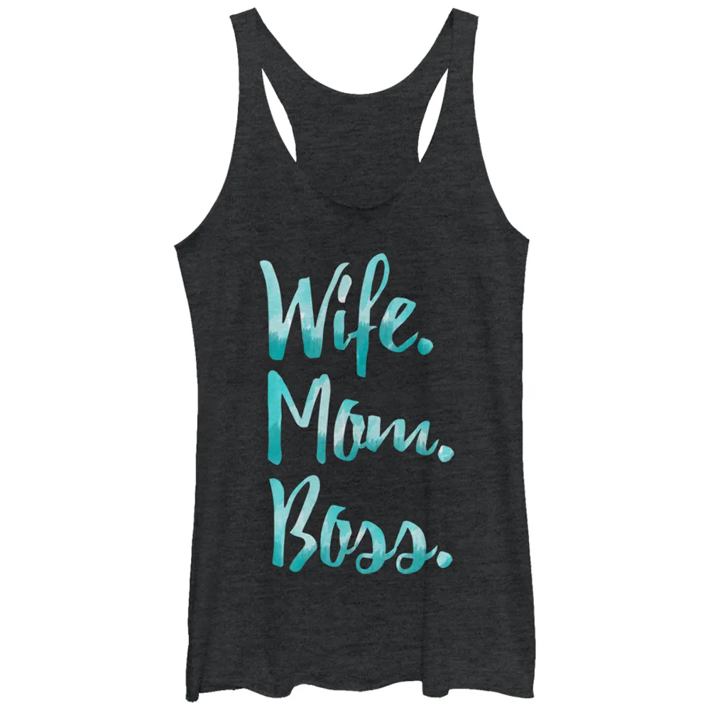 Women's CHIN UP Wife Mom Boss Racerback Tank Top sold by Chin Up Apparel