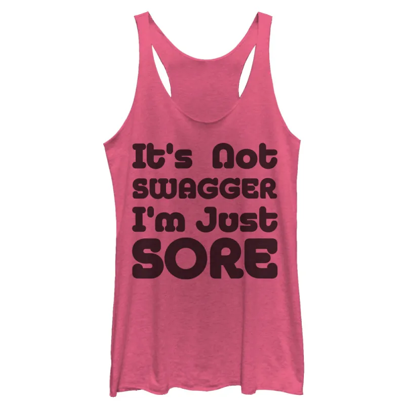Women's CHIN UP Not Swagger Just Sore Racerback Tank Top sold by Chin Up Apparel