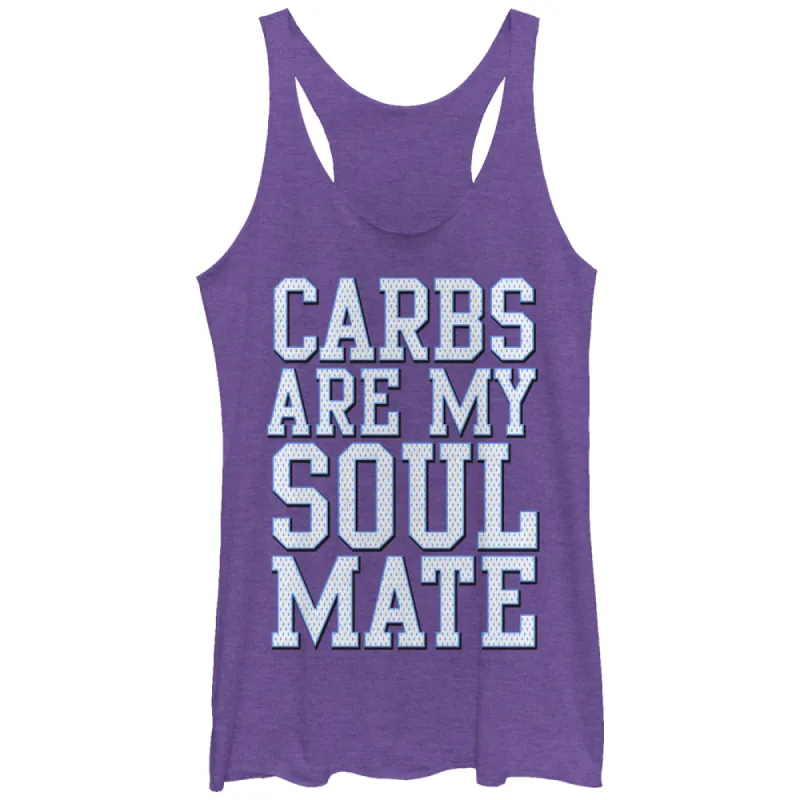 Women's CHIN UP Carbs Are My Soulmate Racerback Tank Top sold by Chin Up Apparel