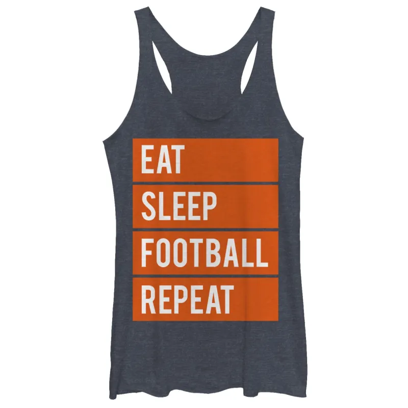 Women's CHIN UP Eat Sleep Football Repeat Racerback Tank Top sold by Chin Up Apparel