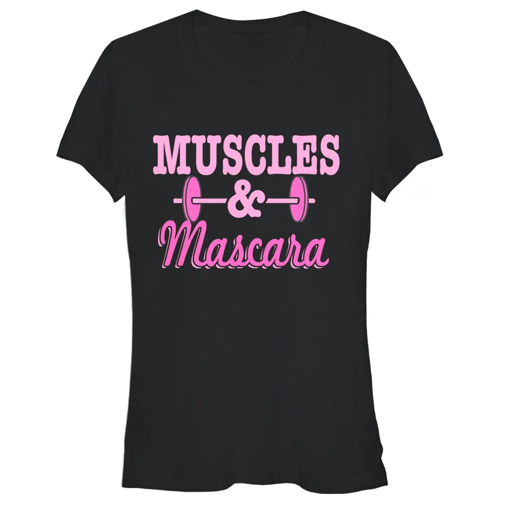 Junior's CHIN UP Barbell Muscles and Mascara T-Shirt sold by Chin Up Apparel