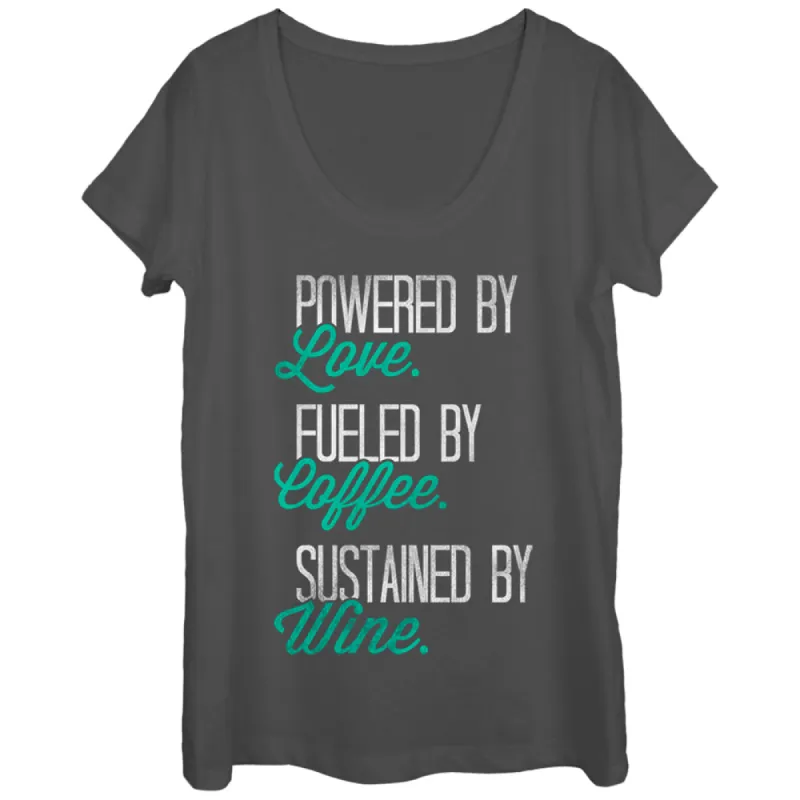Women's CHIN UP Powered by Love Fueled by Coffee Scoop Neck made by Chin Up Apparel
