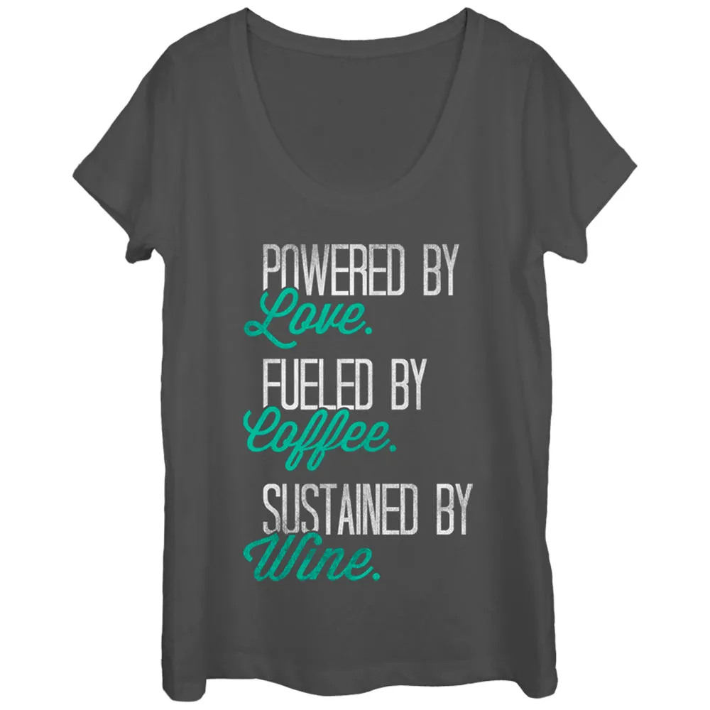 Women's CHIN UP Powered by Love Fueled by Coffee Scoop Neck sold by Chin Up Apparel