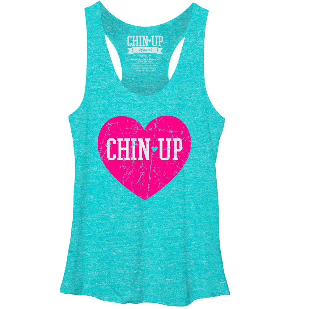 Women's CHIN UP Logo Heart Racerback Tank Top sold by Chin Up Apparel