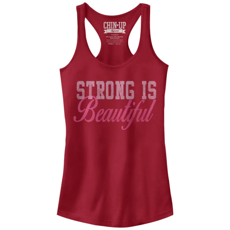 Junior's CHIN UP Strong is Beautiful Racerback Tank Top sold by Chin Up Apparel