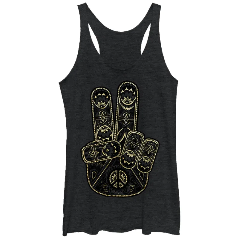 Women's CHIN UP Henna Peace Hand Racerback Tank Top sold by Chin Up Apparel