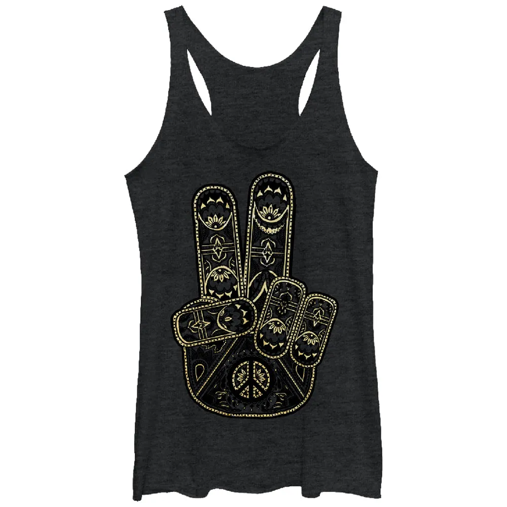 Women's CHIN UP Henna Peace Hand Racerback Tank Top sold by Chin Up Apparel