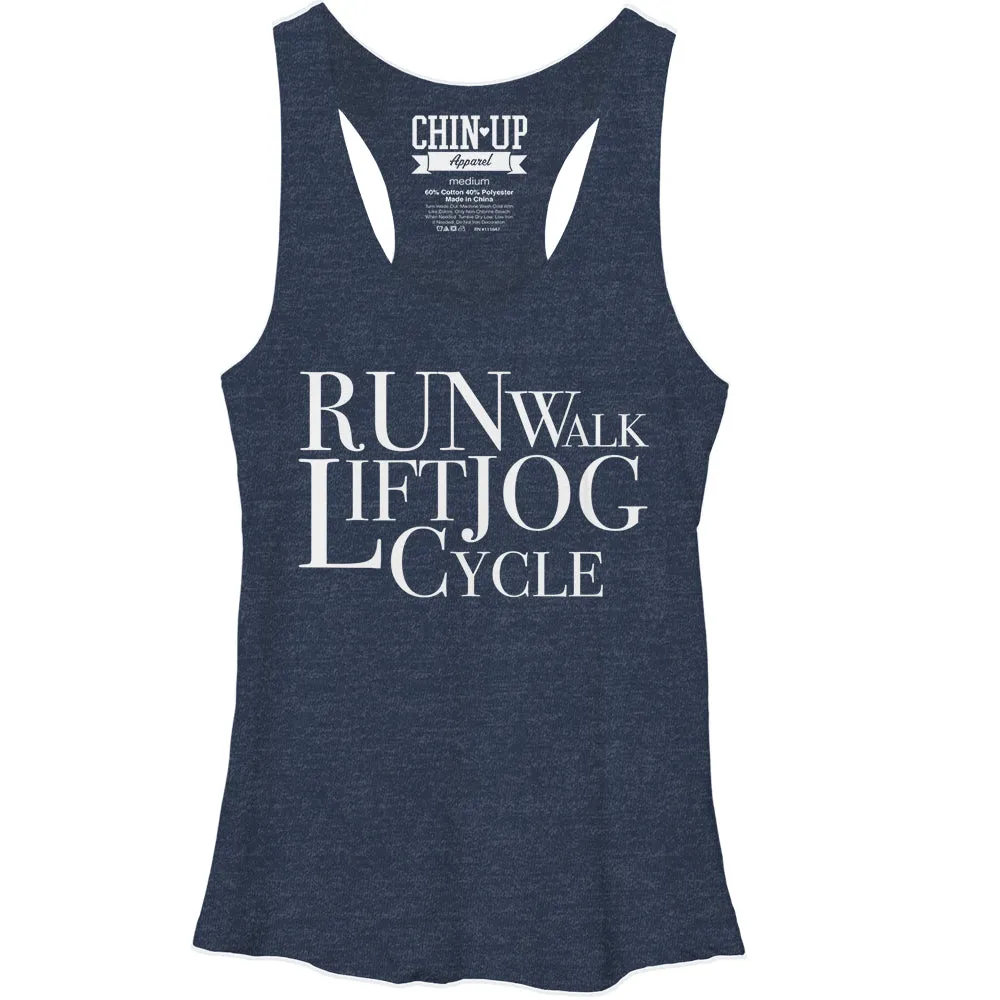 Women's CHIN UP Run Walk Lift Jog Cycle Racerback Tank Top sold by Chin Up Apparel