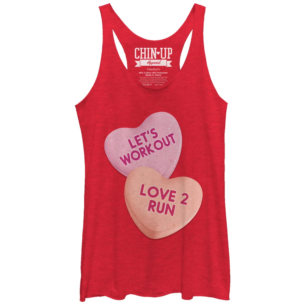 Women's CHIN UP Valentine Heart Candy Workout Racerback Tank Top sold by Chin Up Apparel