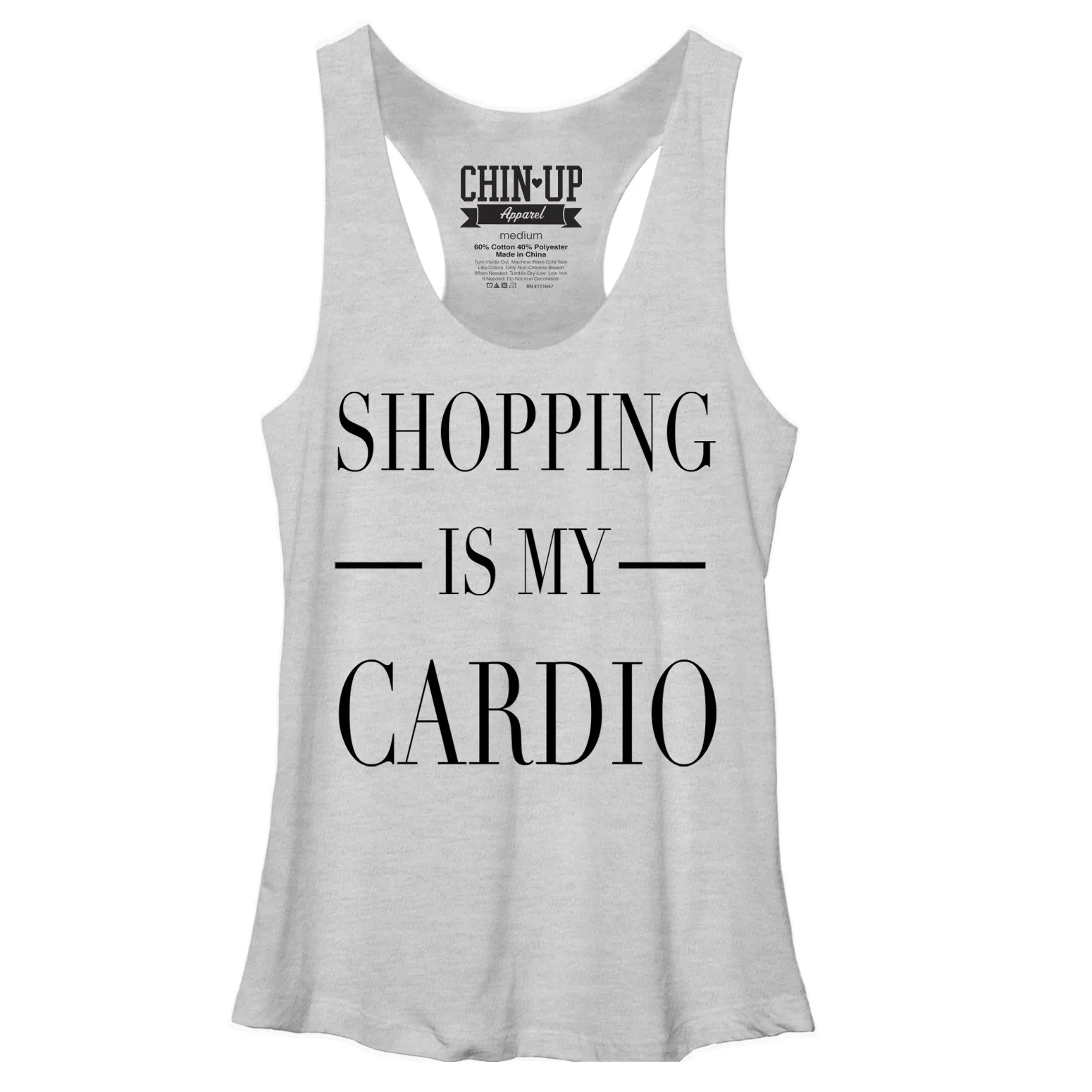 Women's CHIN UP Shopping is My Cardio Racerback Tank Top sold by Chin Up Apparel
