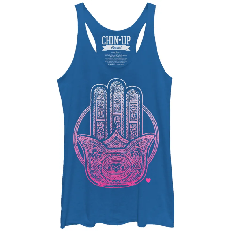 Women's CHIN UP Henna Hamsa Racerback Tank Top sold by Chin Up Apparel