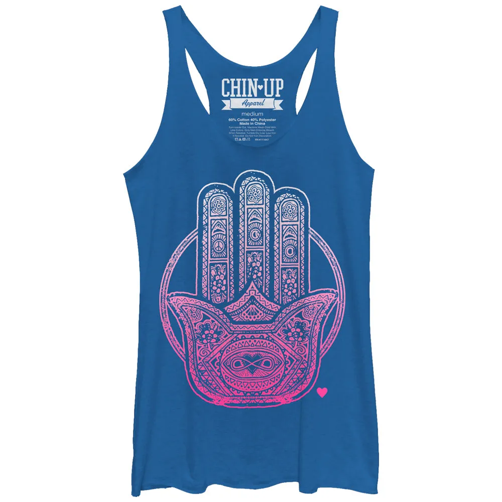 Women's CHIN UP Henna Hamsa Racerback Tank Top sold by Chin Up Apparel