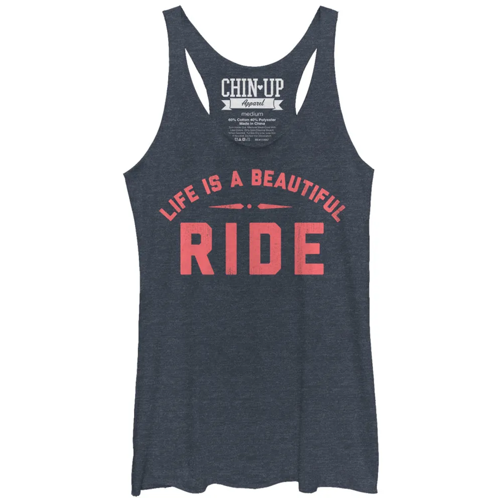 Women's CHIN UP Life is a Beautiful Ride Racerback Tank Top sold by Chin Up Apparel