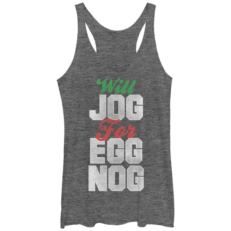 Women's CHIN UP Christmas Jog for Egg Nog Racerback Tank Top sold by Chin Up Apparel