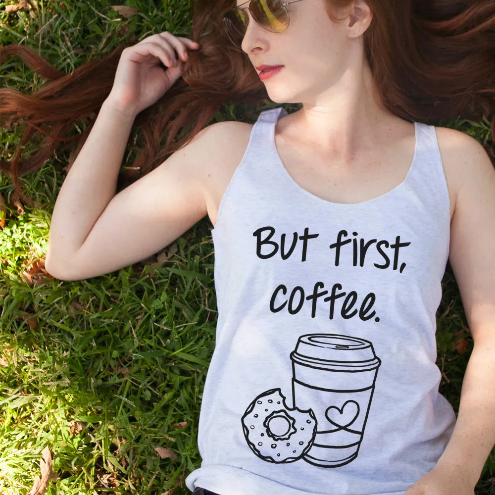 Women's CHIN UP But First Coffee Cup Racerback Tank Top sold by Chin Up Apparel product image thumbnail 2
