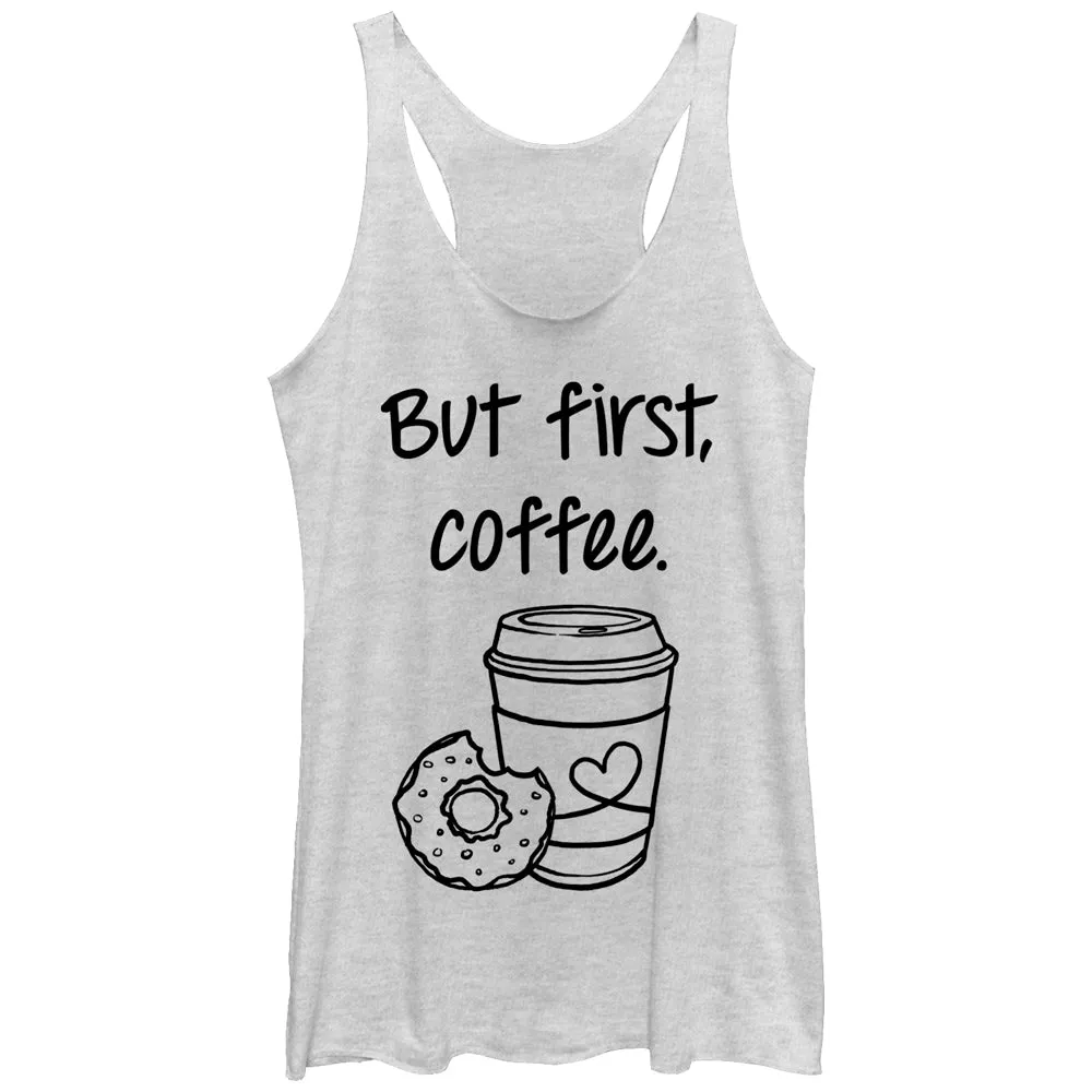 Women's CHIN UP But First Coffee Cup Racerback Tank Top sold by Chin Up Apparel