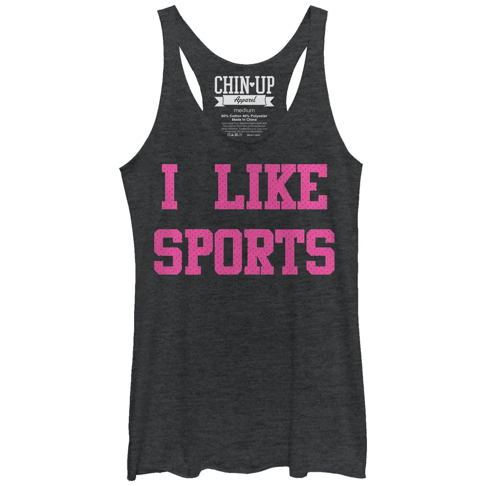 Women's CHIN UP I Like Sports Racerback Tank Top sold by Chin Up Apparel