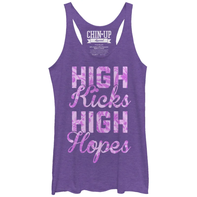 Women's CHIN UP High Kicks High Hopes Racerback Tank Top sold by Chin Up Apparel