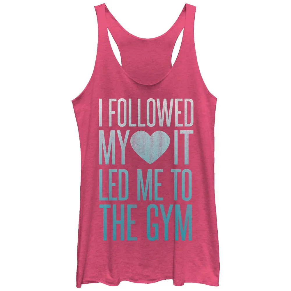 Women's CHIN UP I Followed My Heart to the Gym Racerback Tank Top sold by Chin Up Apparel