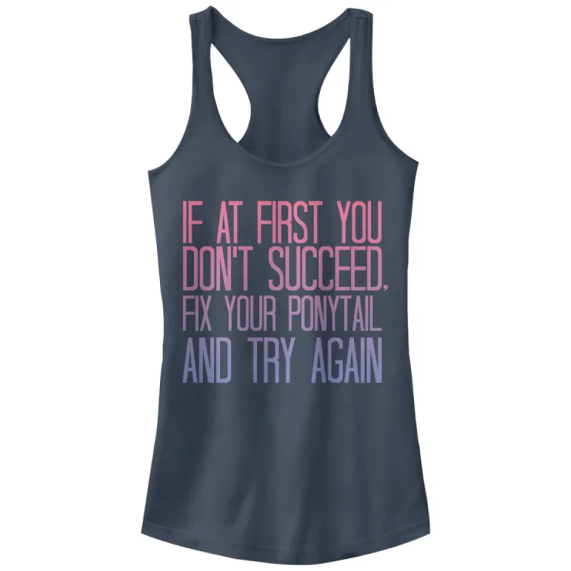 Junior's CHIN UP Fix Your Ponytail and Succeed Racerback Tank Top sold by Chin Up Apparel