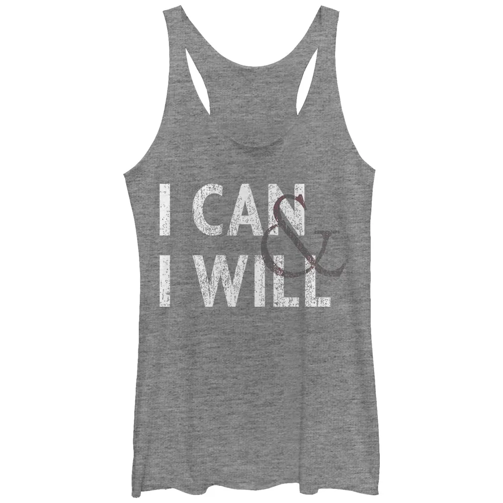 Women's CHIN UP I Can and I Will Racerback Tank Top sold by Chin Up Apparel