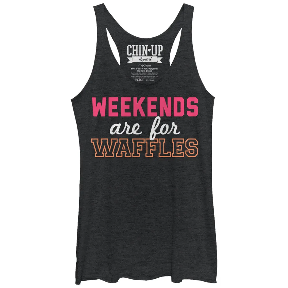 Women's CHIN UP Weekends are for Waffles Racerback Tank Top sold by Chin Up Apparel