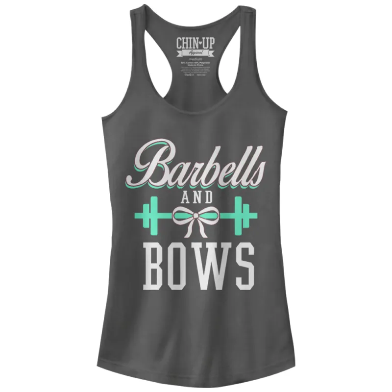 Junior's CHIN UP Barbells and Bows Racerback Tank Top sold by Chin Up Apparel