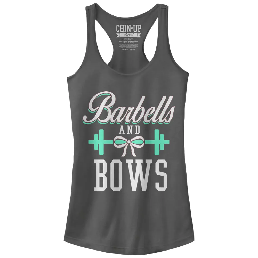 Junior's CHIN UP Barbells and Bows Racerback Tank Top sold by Chin Up Apparel