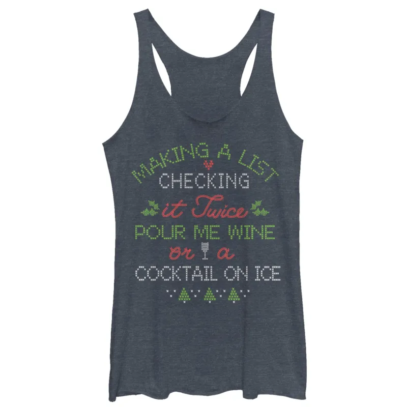 Women's CHIN UP Christmas Wine or Cocktail Racerback Tank Top sold by Chin Up Apparel