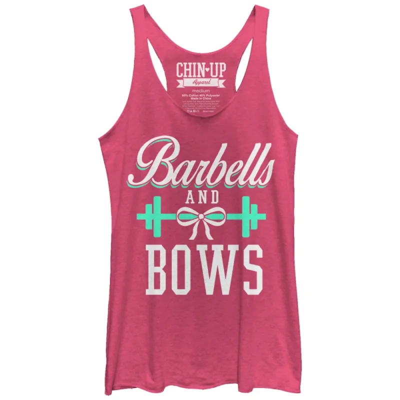 Women's CHIN UP Barbells and Bows Racerback Tank Top sold by Chin Up Apparel
