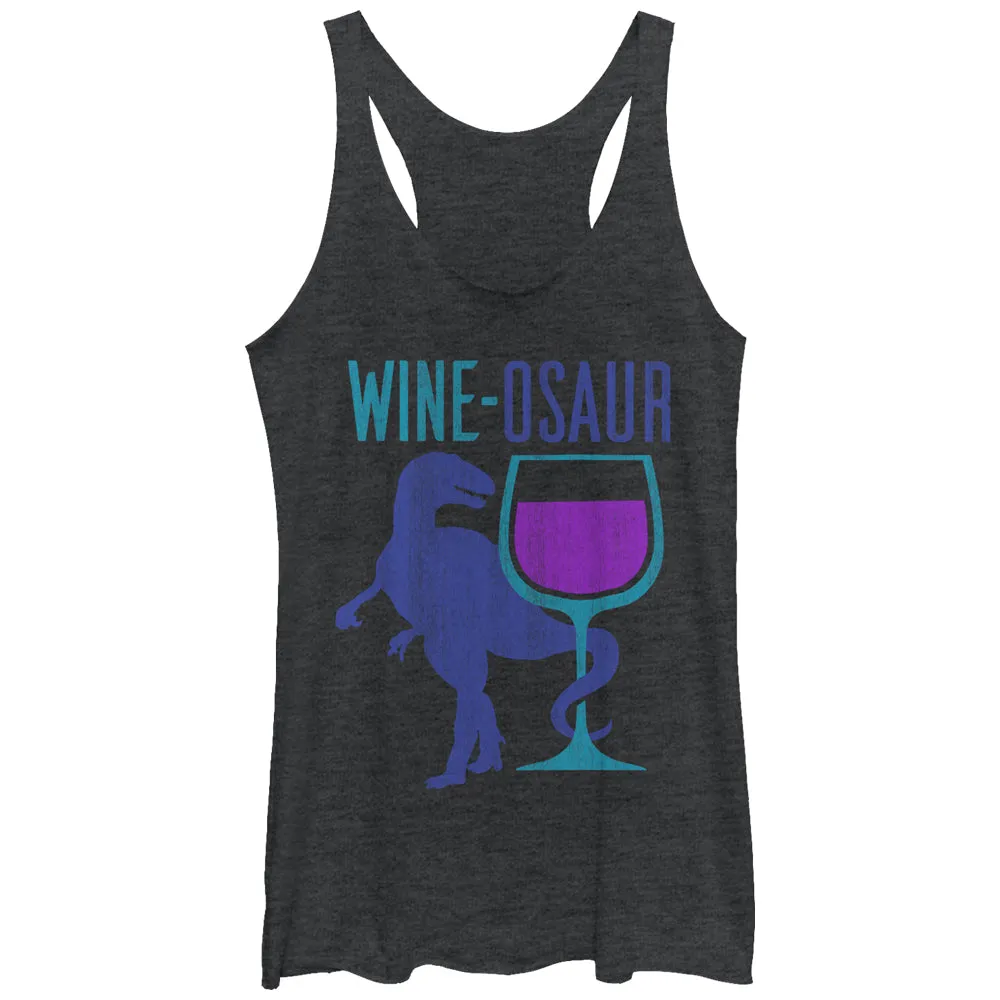 Women's CHIN UP Wine Dinosaur Racerback Tank Top sold by Chin Up Apparel