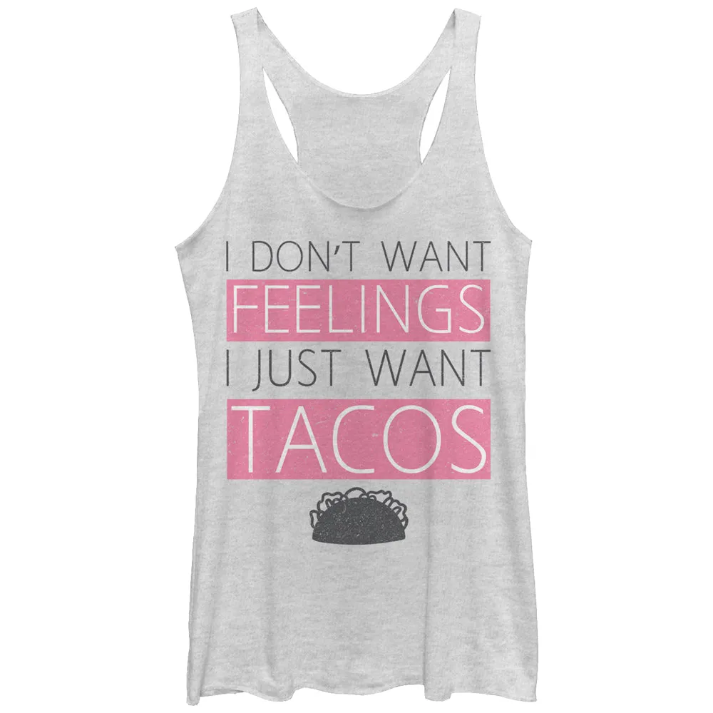 Women's CHIN UP No Feelings Just Tacos Racerback Tank Top sold by Chin Up Apparel