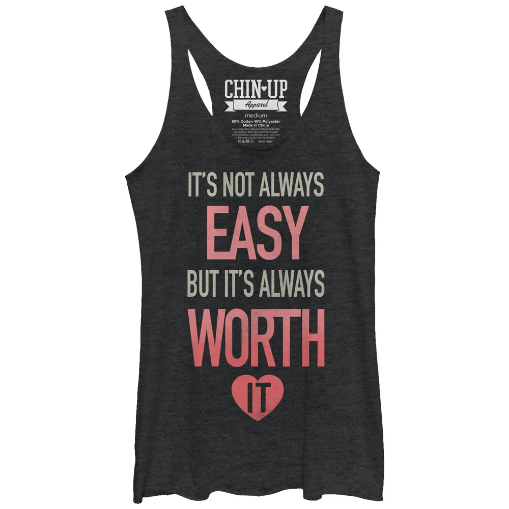 Women's CHIN UP It's Not Always Easy Racerback Tank Top sold by Chin Up Apparel