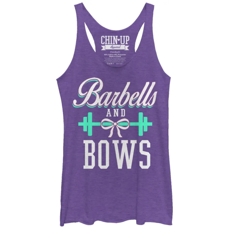 Women's CHIN UP Barbells and Bows Racerback Tank Top sold by Chin Up Apparel