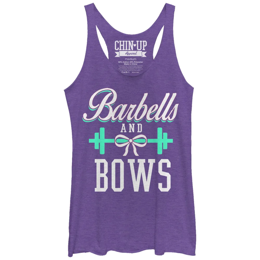 Women's CHIN UP Barbells and Bows Racerback Tank Top sold by Chin Up Apparel