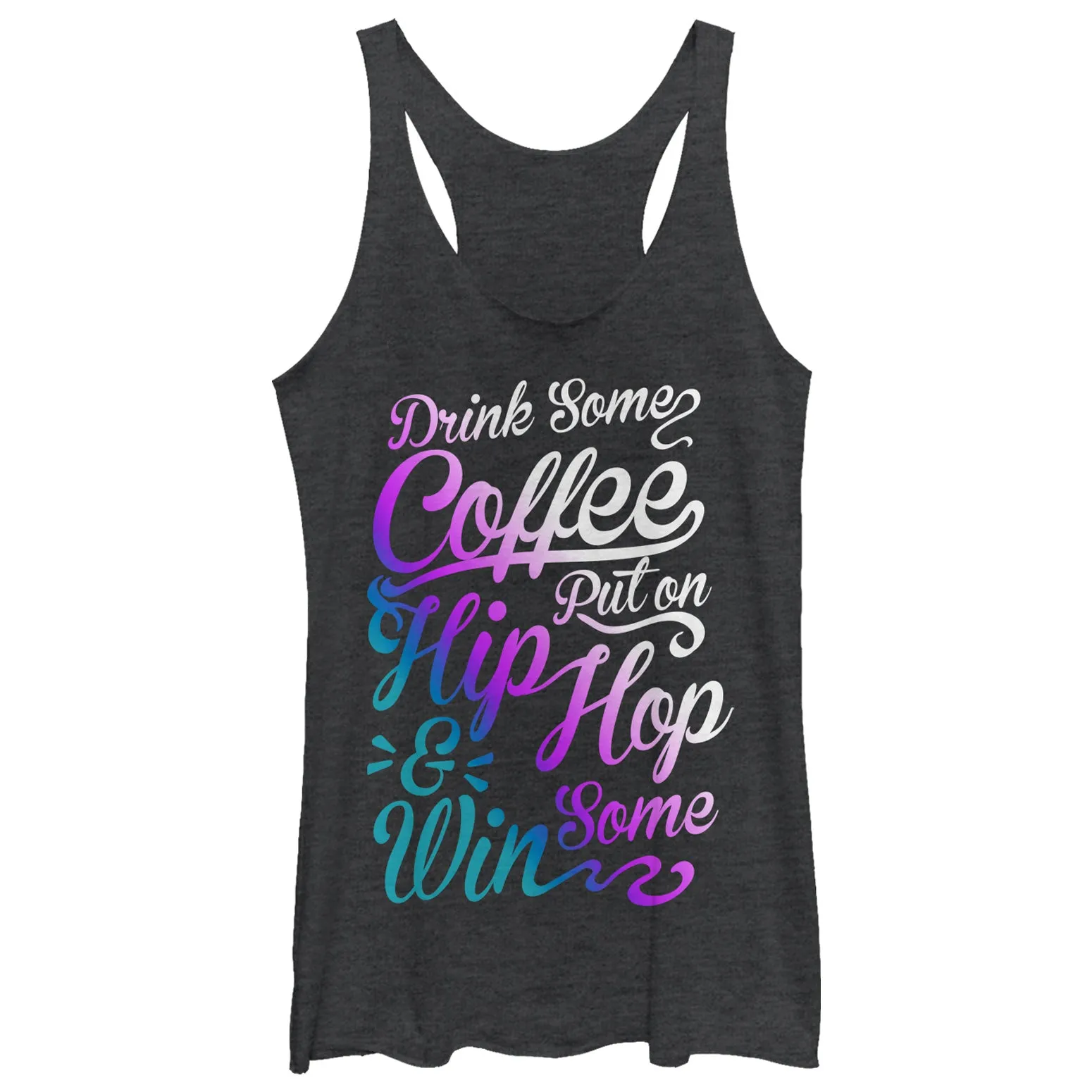 Women's CHIN UP Coffee and Hip Hop Cursive Racerback Tank Top sold by Chin Up Apparel