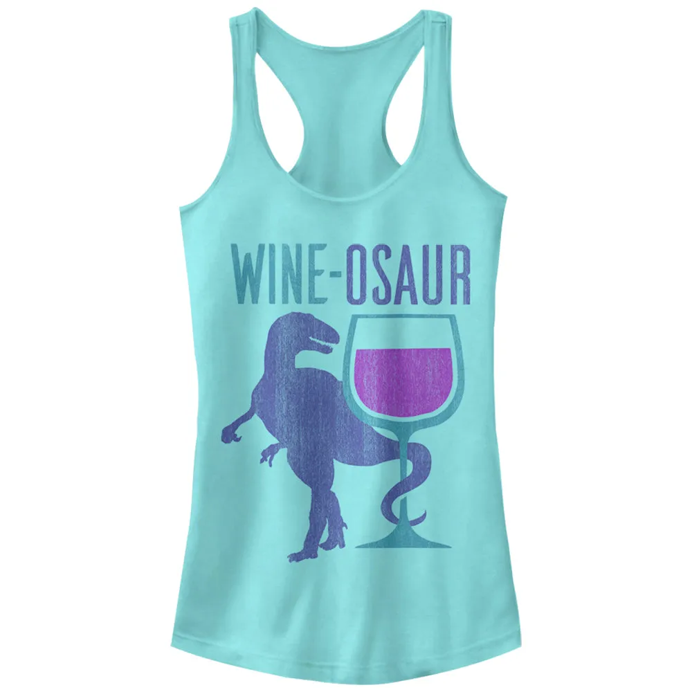 Junior's CHIN UP Wine Dinosaur Racerback Tank Top sold by Chin Up Apparel