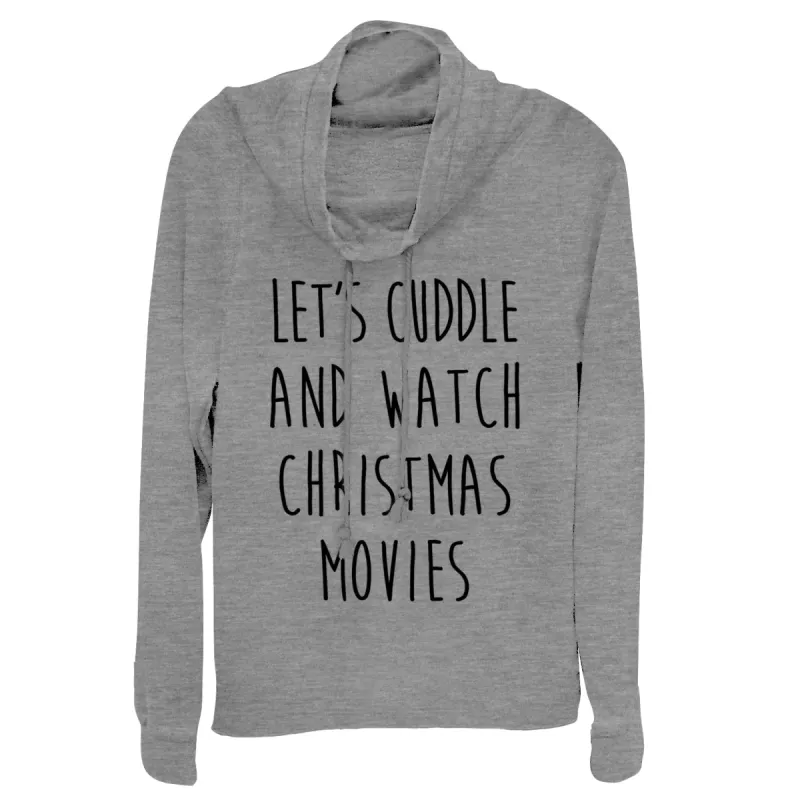 Junior's CHIN UP Christmas Movies and Cuddle Cowl Neck Sweatshirt sold by Chin Up Apparel