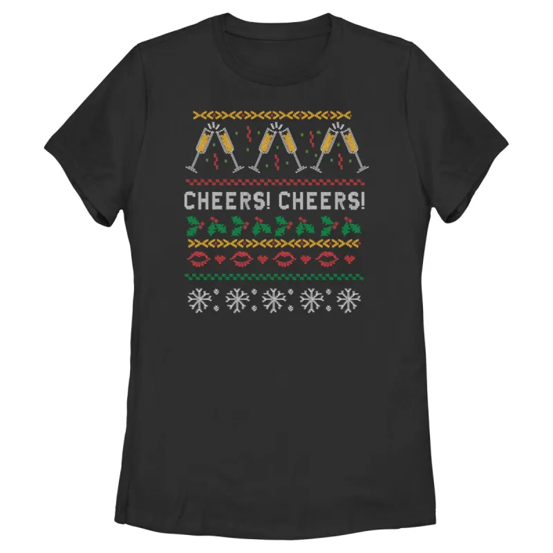 Women's CHIN UP Ugly Christmas Cheers T-Shirt sold by Chin Up Apparel