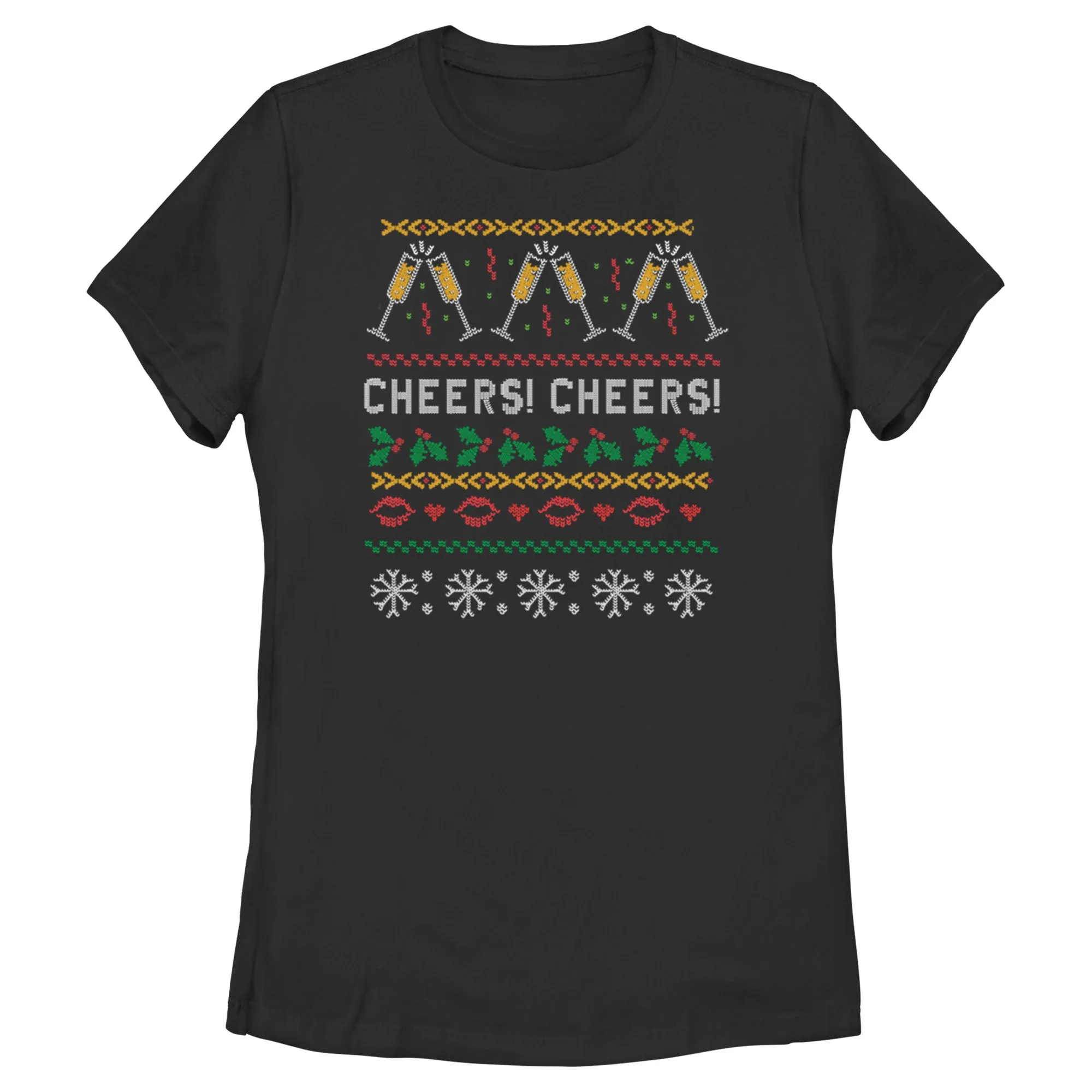 Women's CHIN UP Ugly Christmas Cheers T-Shirt sold by Chin Up Apparel
